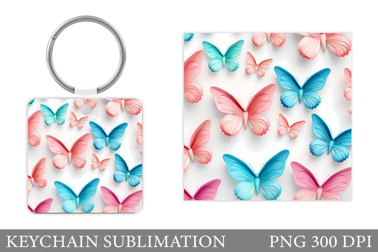 Butterflies Keychain Design. Butterfly Keychain Sublimation example image 1