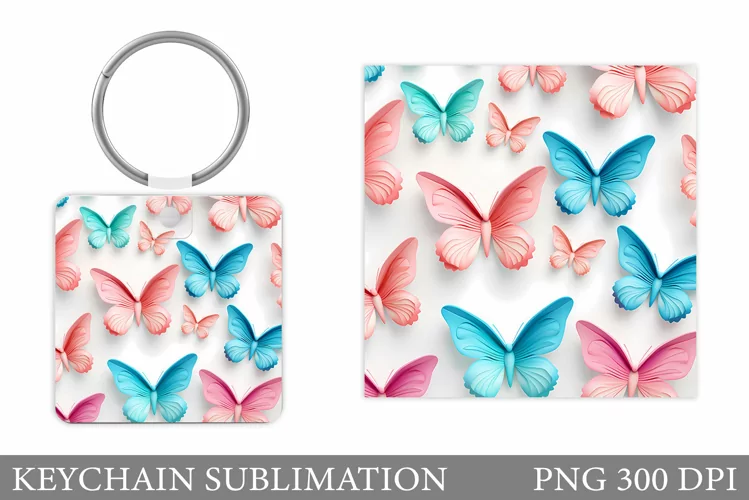 Butterflies Keychain Design. Butterfly Keychain Sublimation