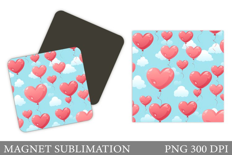 Hearts Magnet Sublimation. Heart Balloons Magnet Design example image 1