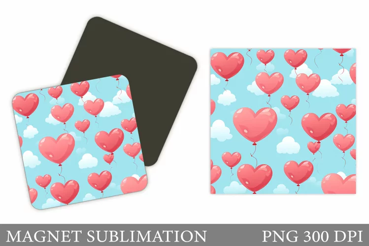 Hearts Magnet Sublimation. Heart Balloons Magnet Design