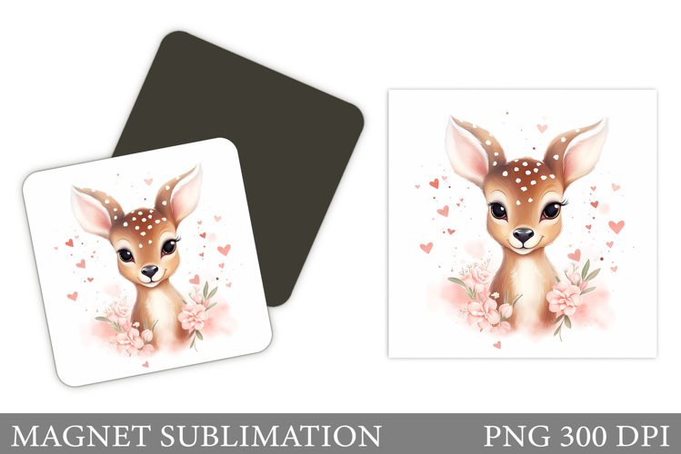 Valentines Deer Magnet. Cute Deer Hearts Magnet Design