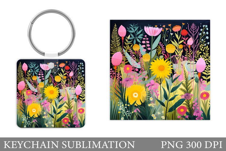 Flowers Keychain Sublimation. Flowers Keychain Design
