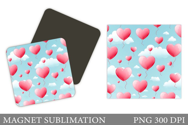 Heart Balloons Magnet Sublimation. Hearts Magnet Design example image 1