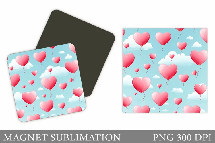 Heart Balloons Magnet Sublimation. Hearts Magnet Design