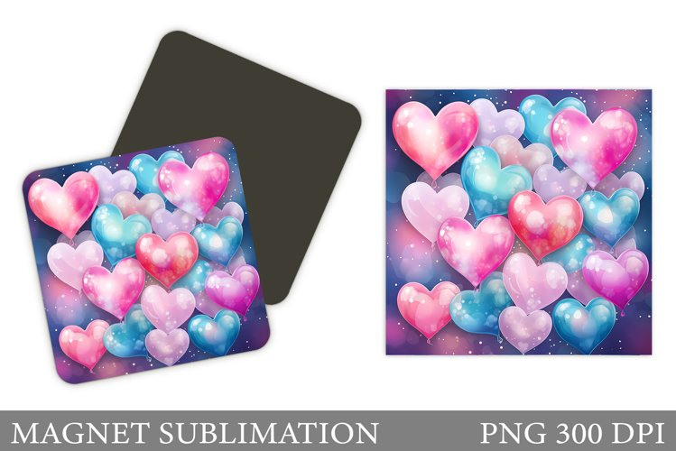 Valentines Balloons Magnet. Heart Balloons Magnet