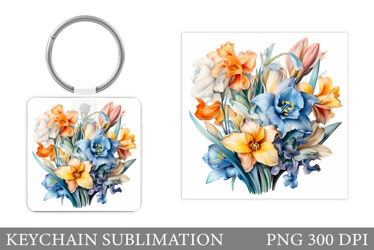 Flowers Crocus Keychain Design. Spring Keychain Sublimation example image 1