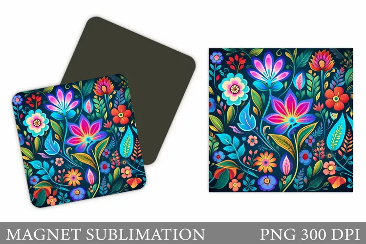 Flowers Magnet Design. Neon Flowers Magnet Sublimation