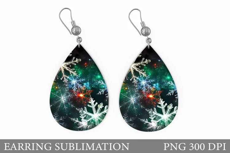 Shimmer Snowflakes Earring. Winter Earring Sublimation
