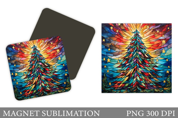 Christmas Tree Magnet. Stained Glass Christmas Tree Magnet