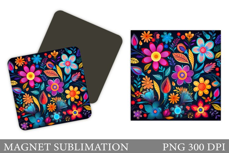 Colorful Flowers Magnet. Flowers Magnet Sublimation example image 1