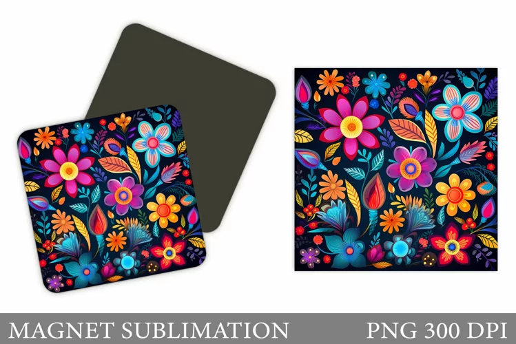 Colorful Flowers Magnet. Flowers Magnet Sublimation