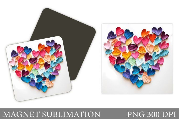 3D Heart Magnet Sublimation. Valentines Magnet Design