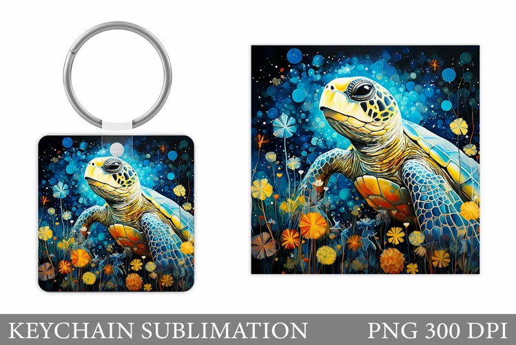 Turtle Keychain Sublimation. Turtle Keychain Design