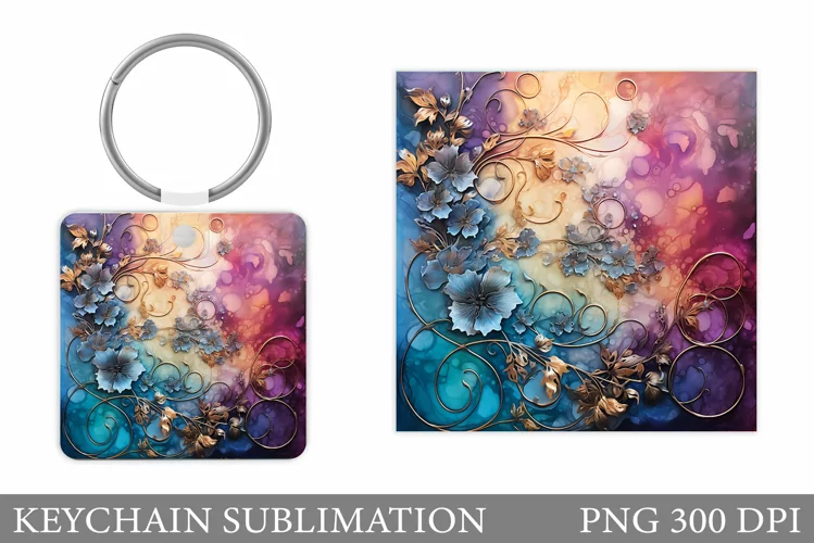 Floral Keychain Sublimation. Flowers Keychain Design