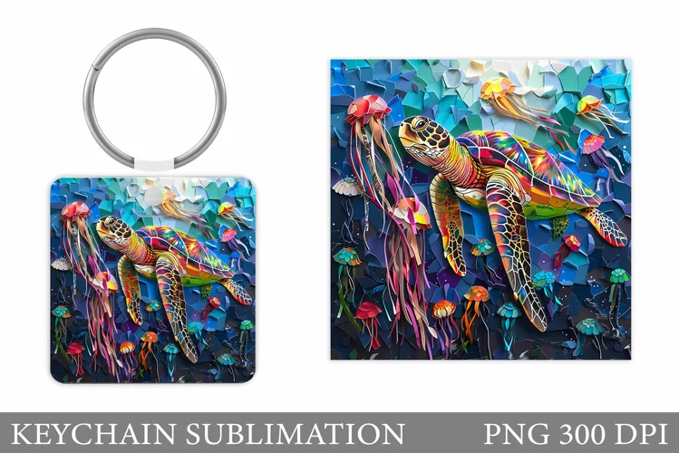 Turtle Keychain Sublimation. Turtle Keychain Design