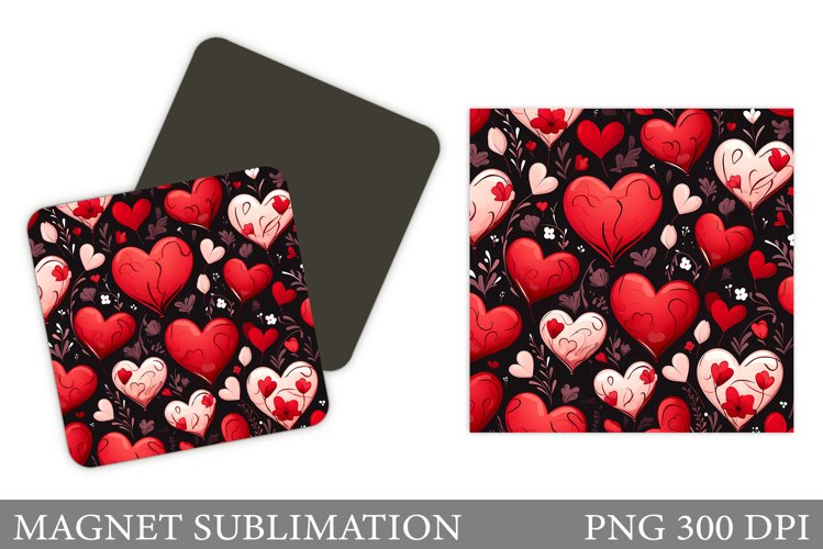Hearts Magnet Sublimation. Valentines Hearts Magnet Design