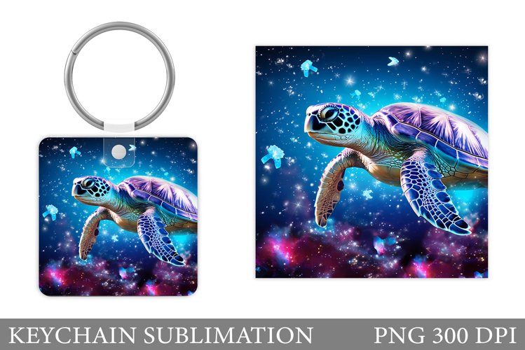 Turtle Keychain Sublimation. Turtle Keychain Design example image 1