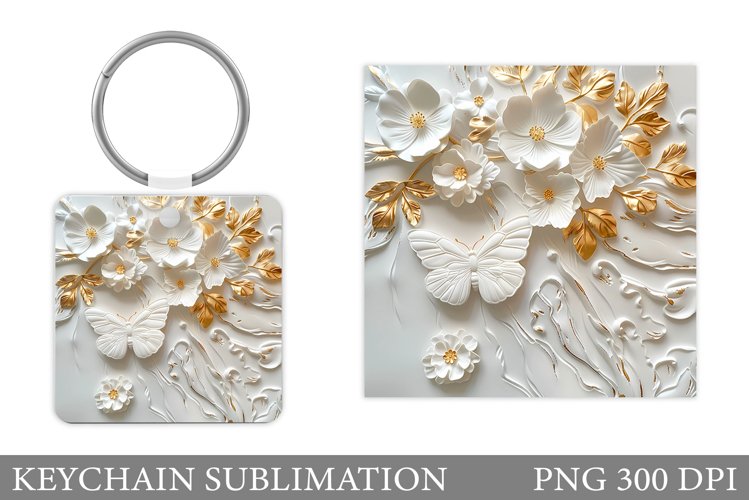 3D Butterfly Keychain Design. 3D Flowers Keychain