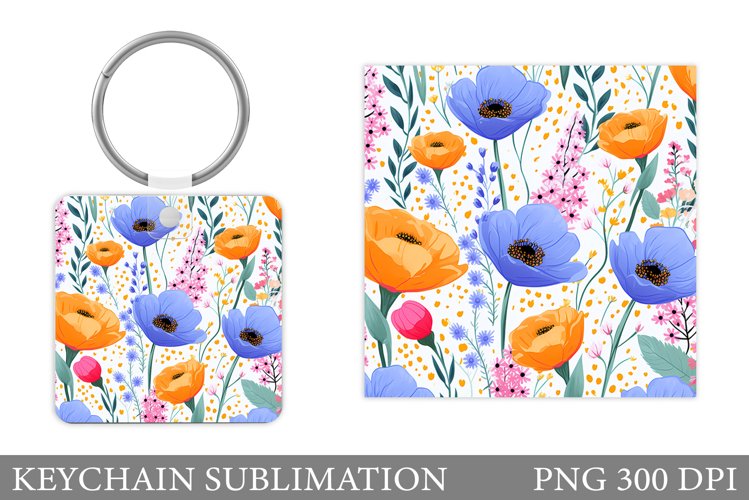 Wildflowers Keychain Design. Flowers Keychain Sublimation example image 1