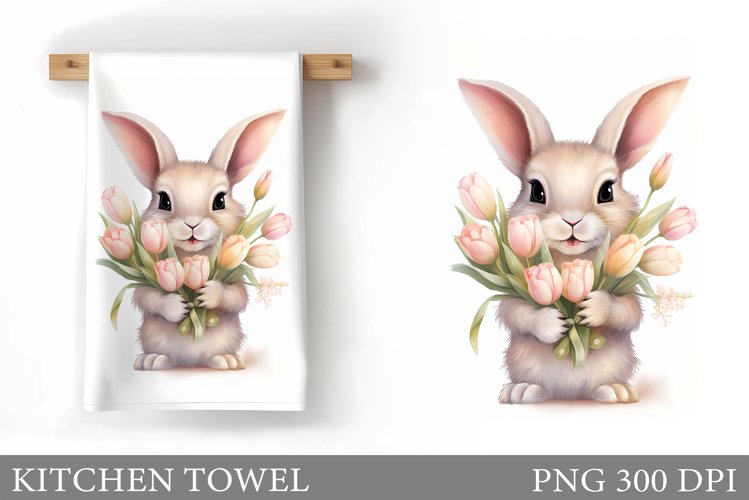 Spring Bunny Kitchen Towel. Spring Kitchen Towel Design
