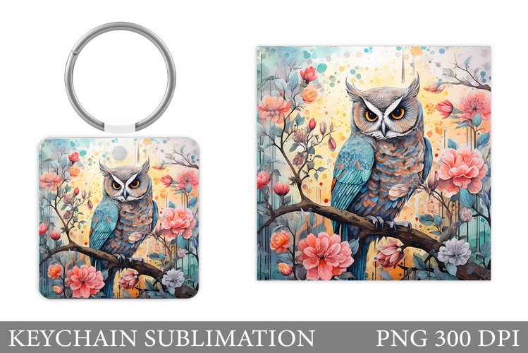 Owl Keychain Design. Summer Keychain Sublimation example image 1