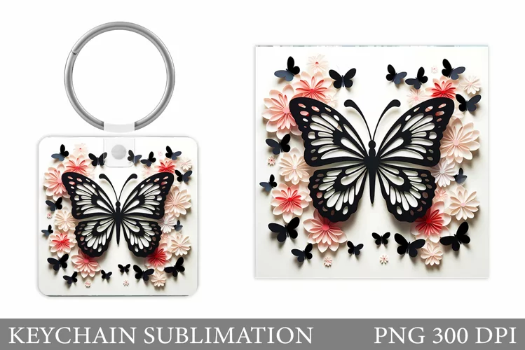 Butterflies Keychain Design. Butterfly Keychain Sublimation