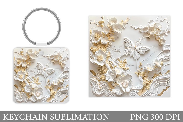 3D Butterfly Keychain. 3D Flowers Keychain Design