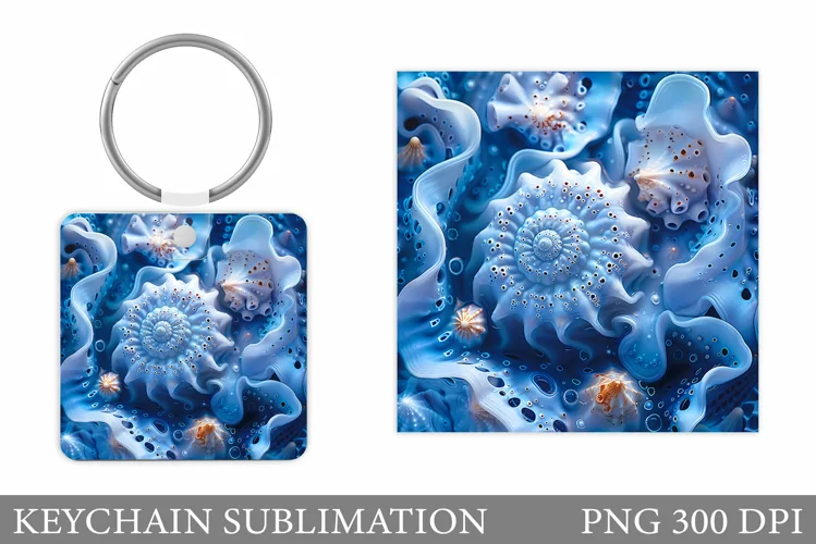 Seashell Texture Keychain. Square Keychain Abstraction