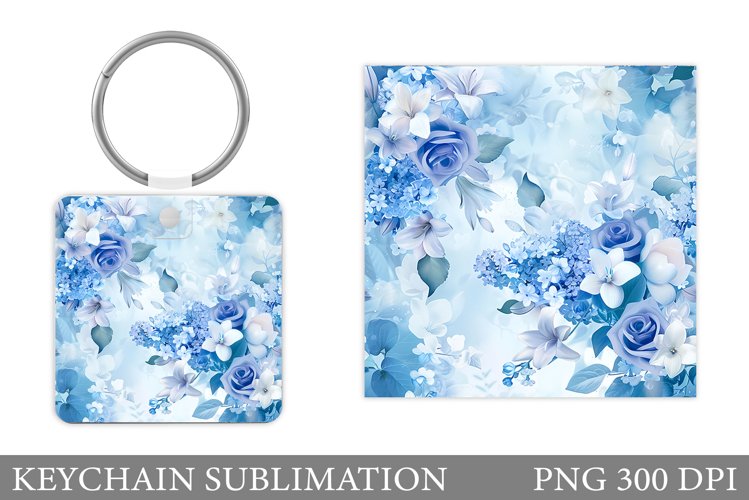 Flowers Keychain Sublimation. Flowers Square Keychain Design