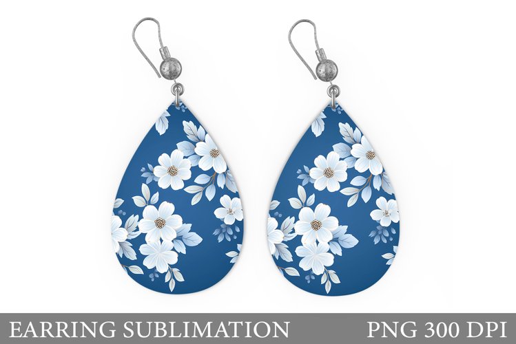 Flowers Earring Sublimation. Spring Flowers Earring Design