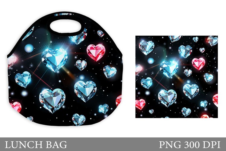 Hearts Lunch Bag Design. Diamond Hearts Lunch Bag Template example image 1