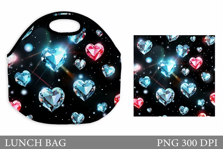 Hearts Lunch Bag Design. Diamond Hearts Lunch Bag Template