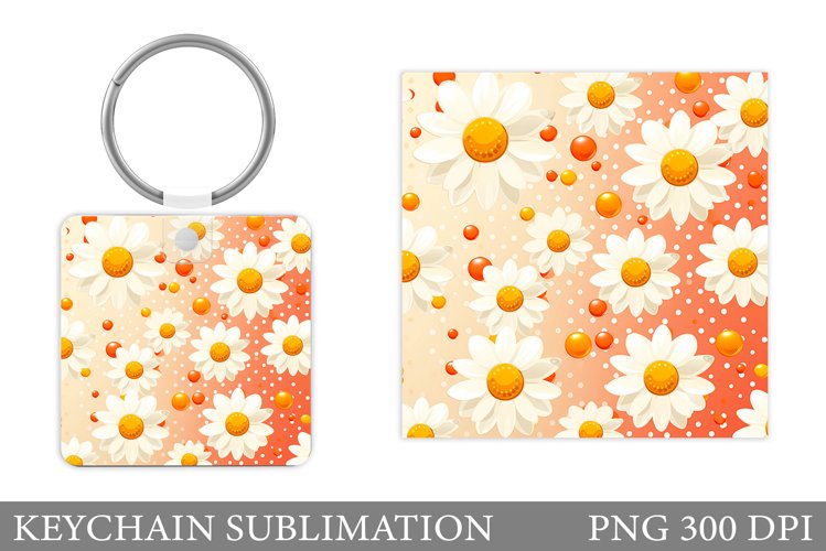 Daisy Flowers Keychain Sublimation. Flowers Keychain Design example image 1