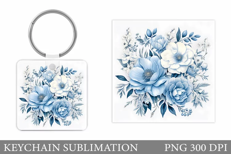 Flowers Keychain Design. Floral Keychain Sublimation