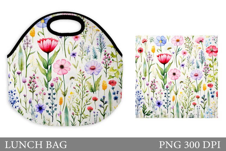 Wildflowers Lunch Bag Sublimation. Flowers Lunch Bag Design