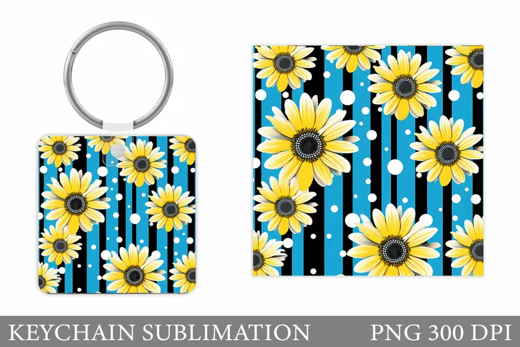 Daisy Flowers Keychain Sublimation. Flowers Keychain Design