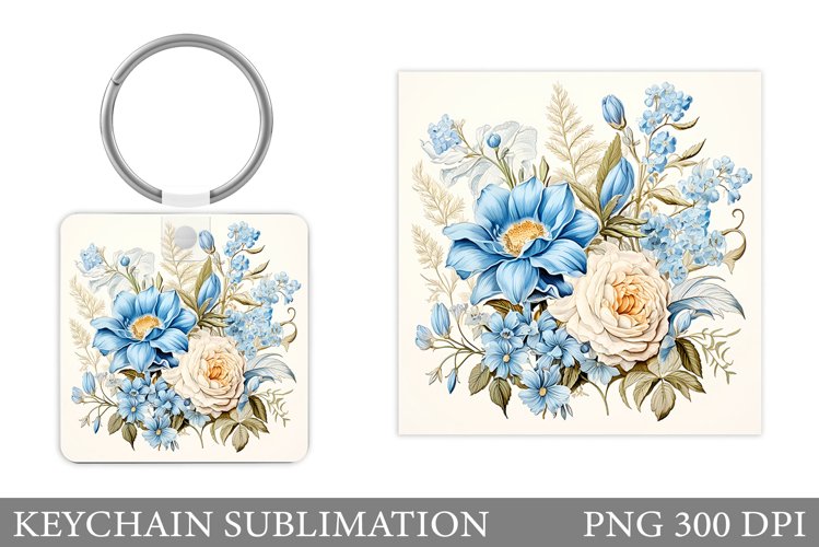 Flowers Keychain Sublimation. Flowers Keychain Design example image 1