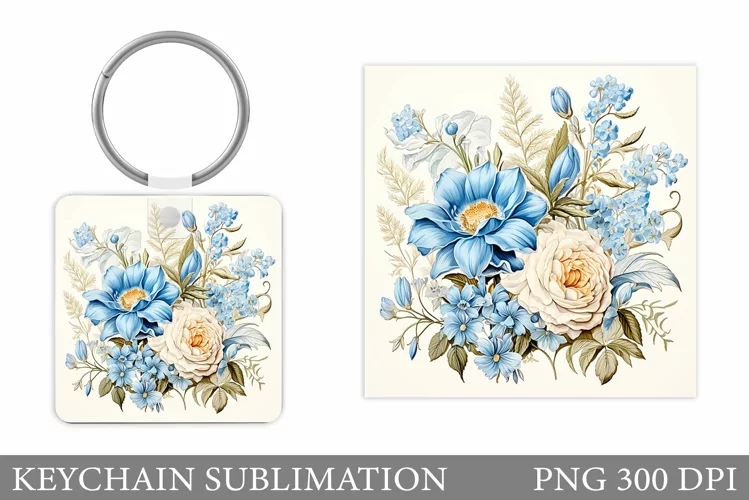 Flowers Keychain Sublimation. Flowers Keychain Design