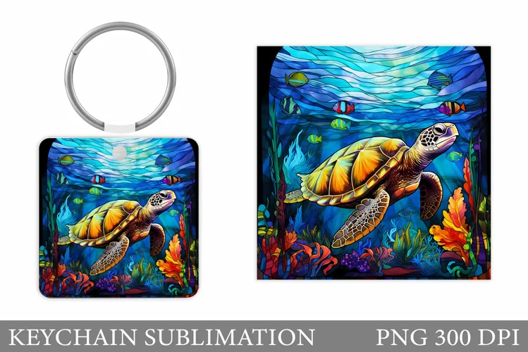 Turtle Keychain Sublimation. Turtle Keychain Design