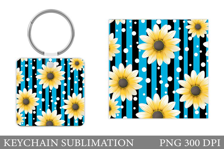 Daisy Flowers Keychain Sublimation. Flowers Keychain Design