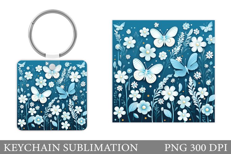 Butterflies Keychain Sublimation. Butterfly Keychain Design example image 1