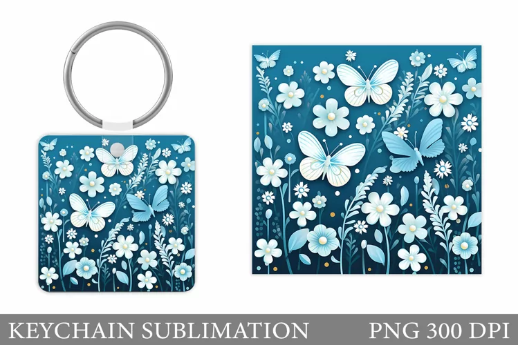 Butterflies Keychain Sublimation. Butterfly Keychain Design