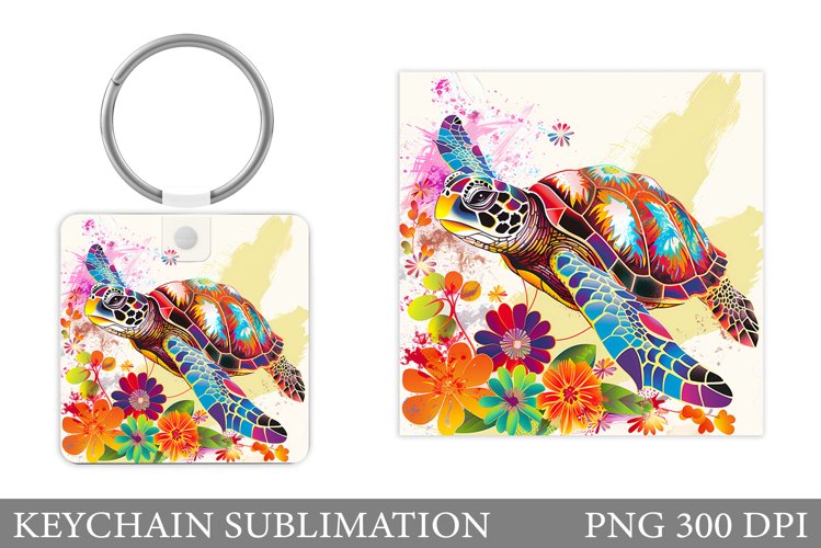 Turtle Keychain Sublimation. Turtle Keychain Design