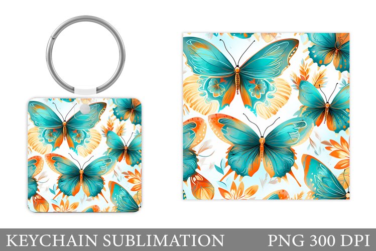 Butterflies Keychain Design. Butterflies Square Keychain example image 1