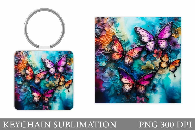 Butterflies Keychain Design. Butterfly Keychain Sublimation