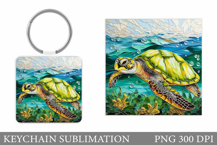 Turtle Keychain Sublimation. Turtle Keychain Design