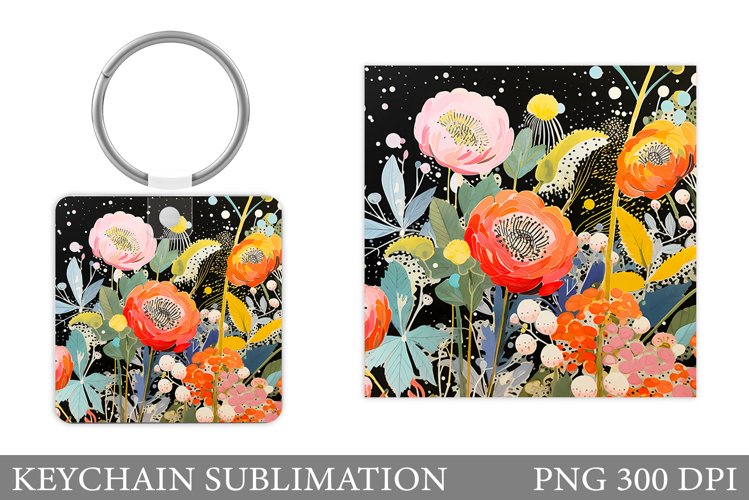 Flowers Keychain Sublimation. Flowers Keychain Design example image 1