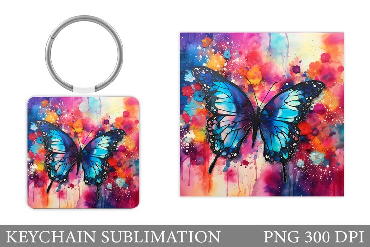 Butterfly Keychain. Butterfly Square Keychain