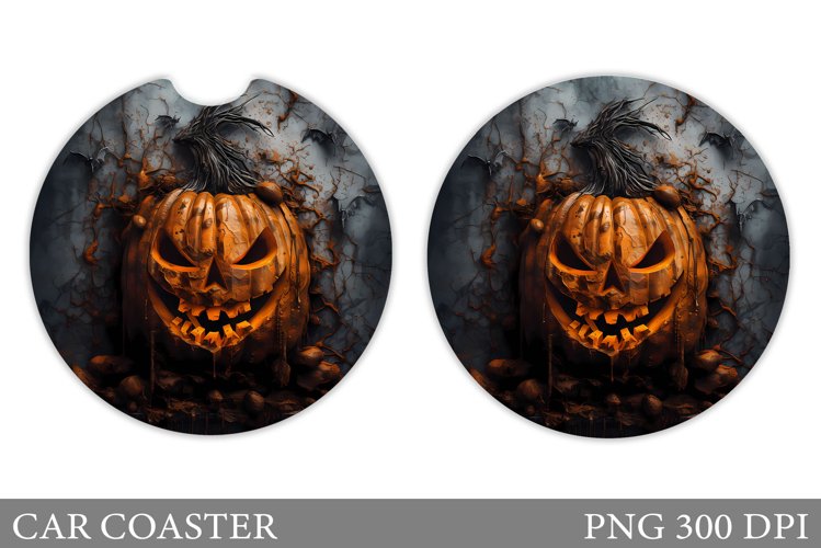 Halloween Car Coaster Design. Pumpkin Halloween Car Coaster example image 1