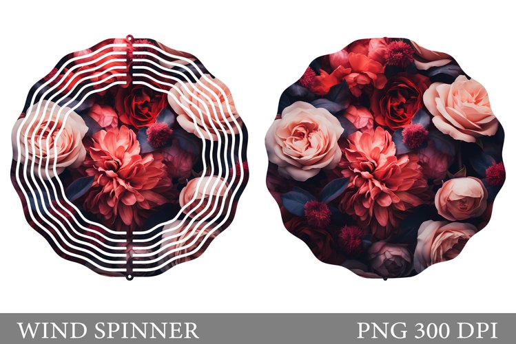 Flowers Wind Spinner Design. Rose Wind Spinner Sublimation example image 1